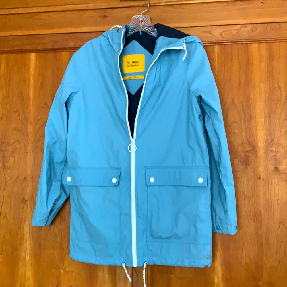 Pull and Bear rain jacket in blue